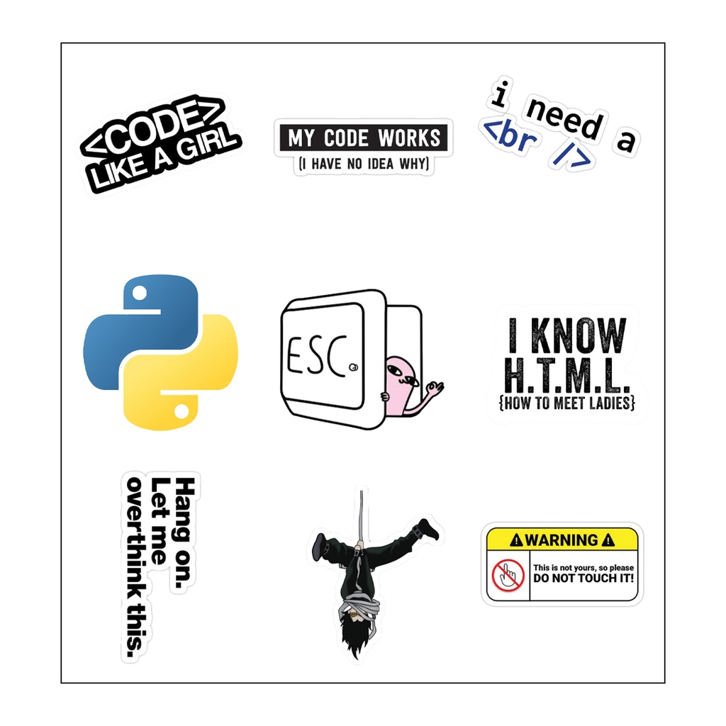Programmers Vinyl Sticker Pack Reusable &amp; Waterproof