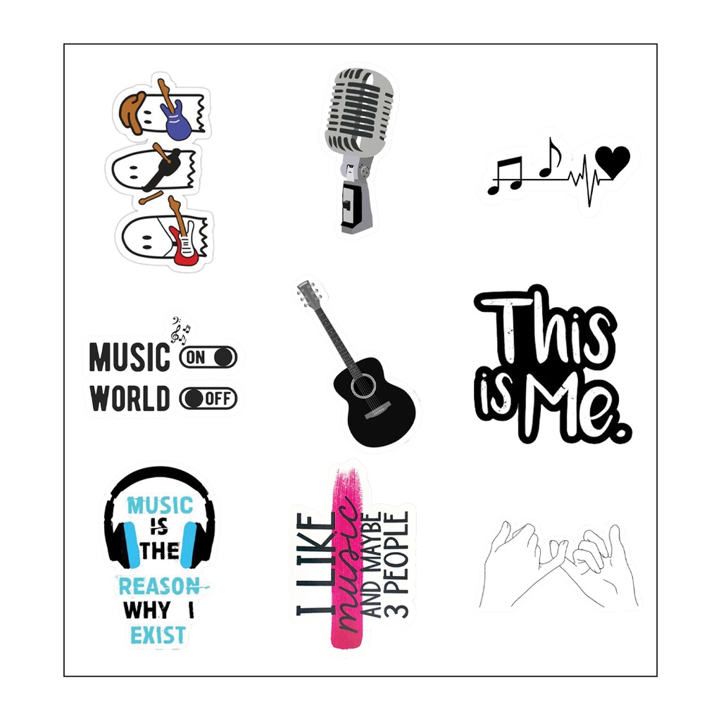 Music World Vinyl Sticker Pack Reusable &amp; Waterproof