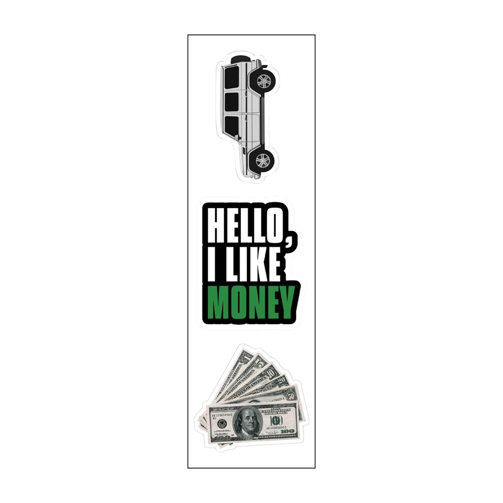 Hello, I Like Money Vinyl Sticker Pack Reusable &amp; Waterproof