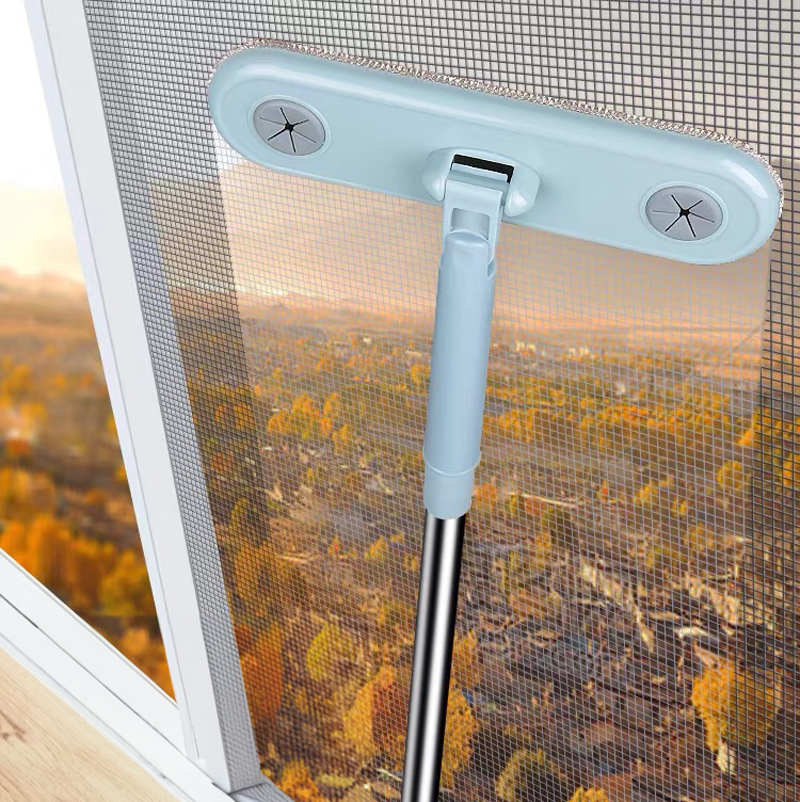 مساحة سلك وزجاج 2 في 1 تدور للوصول للاماكن الضيقة للتنظيف والتلميع من التراب والشحوم بيد معدن