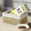 طقم باسكت خوص 3 قطع بمقاسات مختلفة ببطانه كتان لتنظيم وحمل ادوات الميكب والعناية بالشعر والبشرة