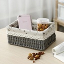 طقم باسكت خوص 3 قطع بمقاسات مختلفة ببطانه كتان لتنظيم وحمل ادوات الميكب والعناية بالشعر والبشرة