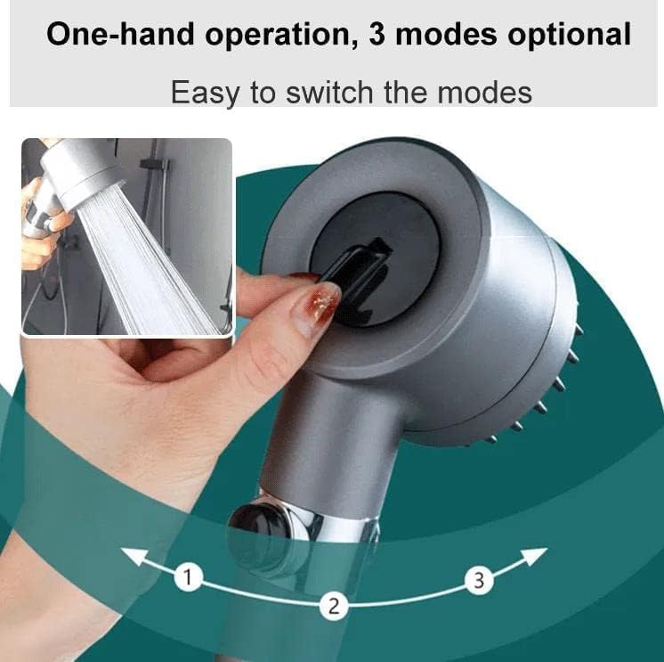 سماعة دش بفلتر لتنقية وإزالة الشوائب بفرشة سيليكون لغسيل الشعر و 3 انظمة رش وزرار للفتح والغلق