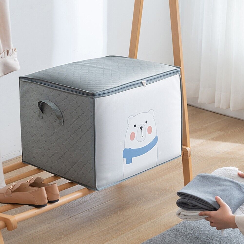 شنطة تخزين ملابس كبيرة مطبوعة باشكال كرتونية مختلفة باتنين يد لسهولة الحمل والتنقل متعددة الاستخدامات ا