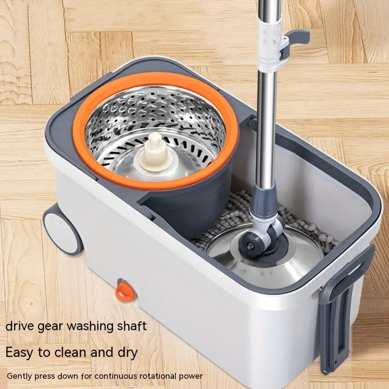 جردل بعجلتين وممسحة دوارة  360 درجة وحلة عصر ستانلس ستيل قوية تسهل عليكي تنظيف احترافي للارضيات المنزلية