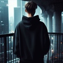 Happiness هودي اوفر سايز قطن بكابيشو باللون الاسود  للرجال والنساء