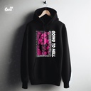 Going to hell هودي اوفر سايز قطن بكابيشو باللون الاسود  للرجال والنساء