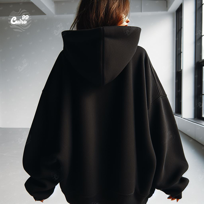 Inside Freedomهودي اوفر سايز قطن بكابيشو باللون الاسود للرجال والنساء