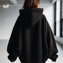 Inside Freedomهودي اوفر سايز قطن بكابيشو باللون الاسود للرجال والنساء