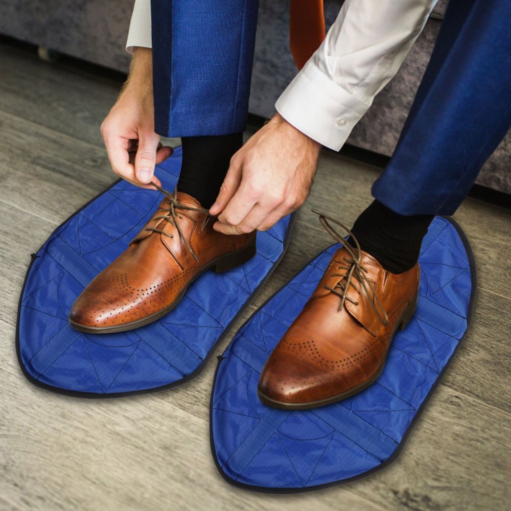 واقي احذية محمول قابل للطي بدون استخدام اليدين مقاوم للماء وقابلة لاعادة الاستخدام للسفر والعمال المنزليين و للمنزل