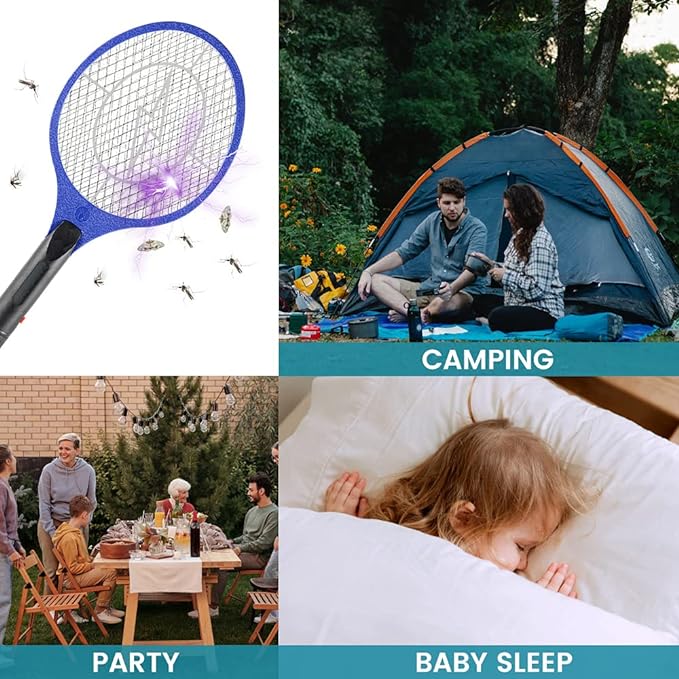 مضرب ناموس صاعق بكشاف ويعمل بالشحن