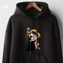 Crazy Luffy هودي اوفر سايز قطن باللون الأسود