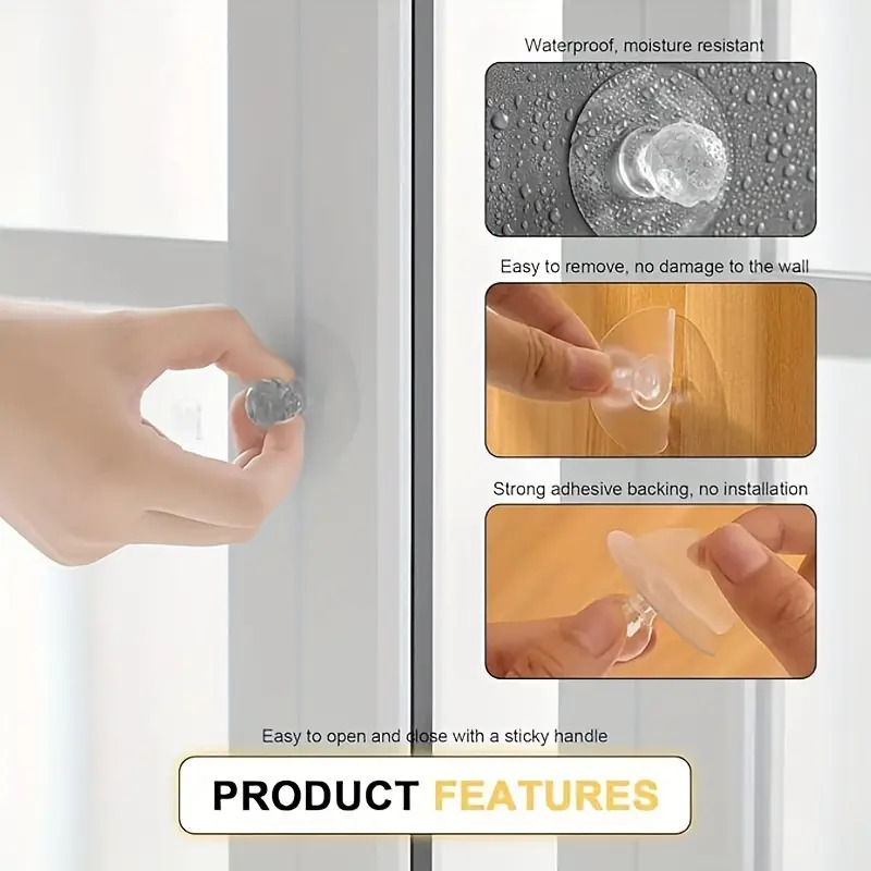 هوك مقبض شفاف دبل فيس بديل للمسامير لتعليق الملابس وادوات الحمام والمطبخ