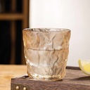 طقم كوبايات زجاج كريستال جليدي متعرج 6 قطع  لشرب وتقديم العصائر والنسكافيه 230 مللي - عسلي