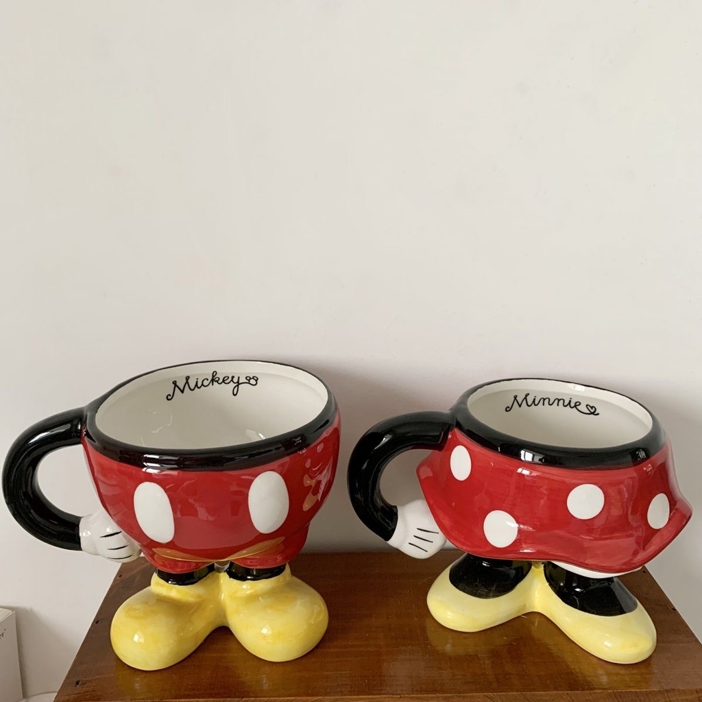 طقم مج ميكي و ميني ماوس سيراميك مجسم  بيد للكابلز لشرب المشروبات و العصائر