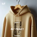 Abstract  هودي اوفر سايز قطن باللون البيج  