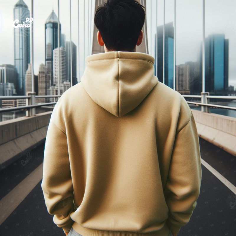 Preasure هودي اوفر سايز قطن باللون البيج