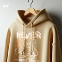 Never Grow Up هودي اوفر سايز قطن باللون البيج