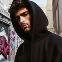 Human Being هودي اوفر سايز قطن باللون الاسود