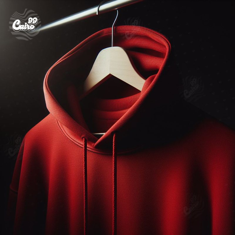 Graphic designer هودي اوفر سايز قطن باللون الاحمر