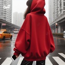 Good  هودي اوفر سايز قطن باللون الاحمر