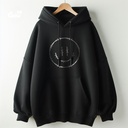 Smile  هودي اوفر سايز قطن باللون الاسود