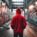 Monkey D. Luffy هودي اوفر سايز قطن باللون الاحمر 