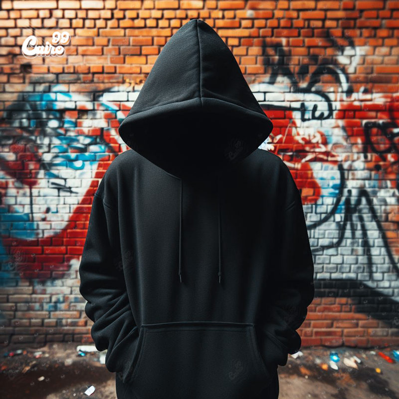 Eminem هودي اوفر سايز قطن باللون الاسود 