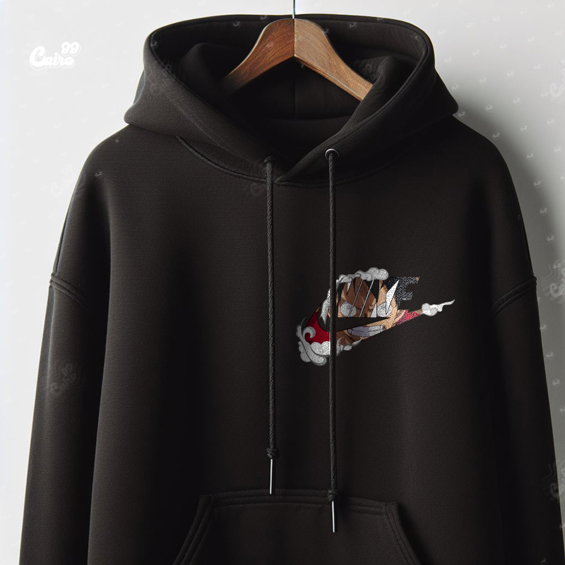 Luffyy  هودي اوفر سايز قطن باللون الاسود