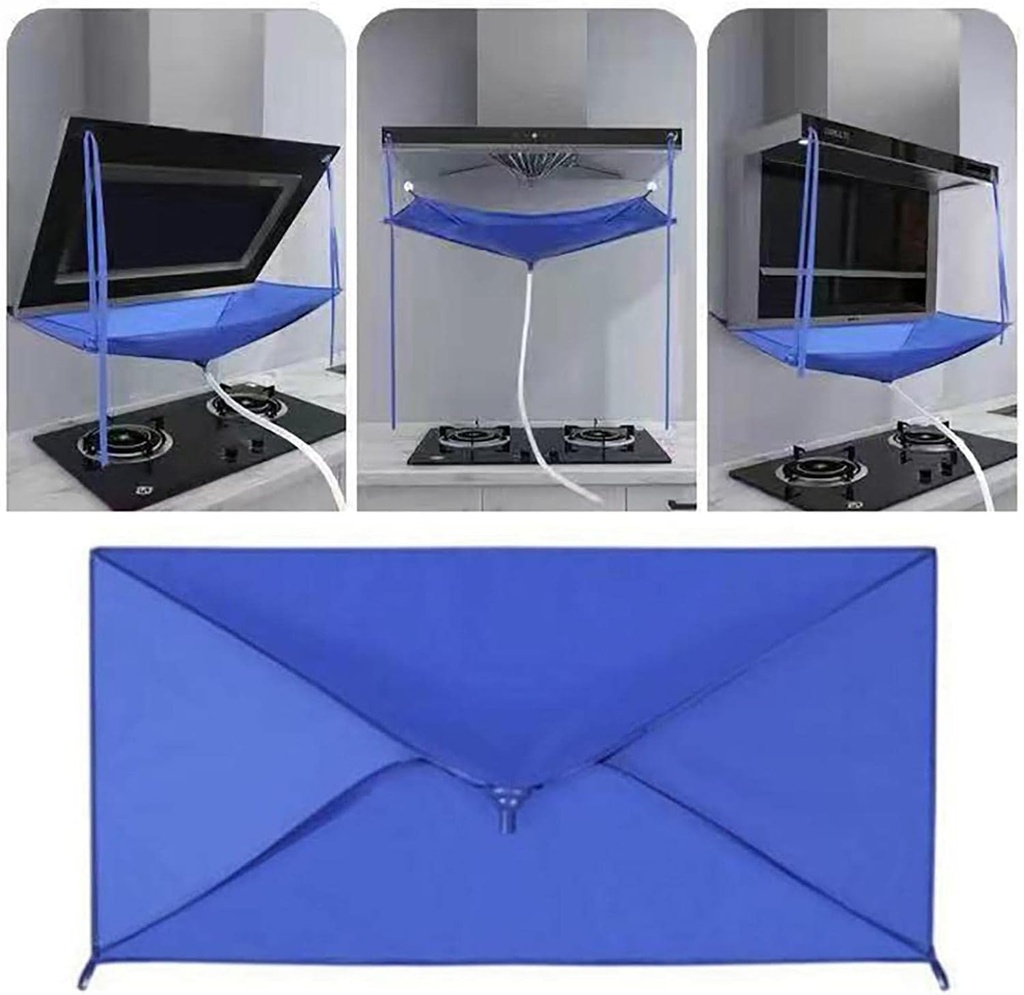 غطاء تنظيف التكييف وشفاط البوتجاز من الزيوت والغبار ووتر بروف مع انبوب للتصريف بتصميم معلق بلون ازرق