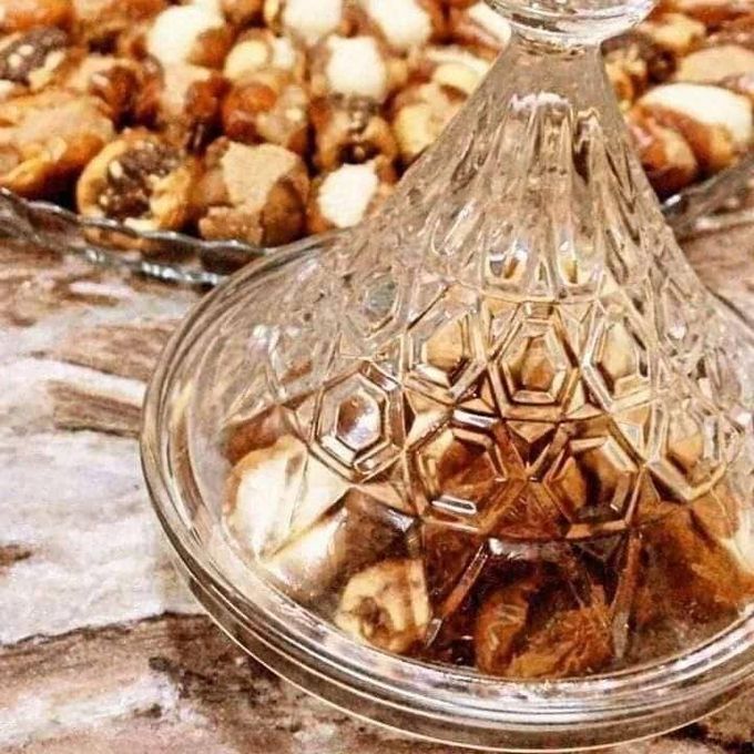 بولة زجاج كريستال لتقديم التمر أو السكاكر