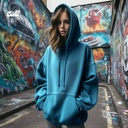 Do What Makes You Happy هودي اوفر سايز قطن باللون البترولي