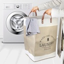 سلة غسيل قماش متينة قابلة للطي باتنين مقبض مرن توضع في الحمام او غرفة النوم مقاس 50 * 30 سم