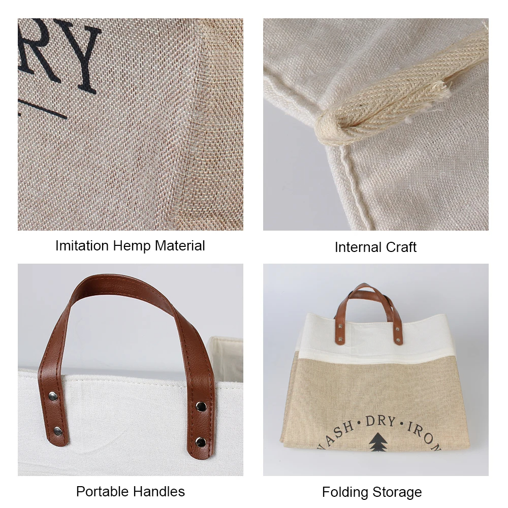 سلة غسيل قماش متينة قابلة للطي باتنين مقبض مرن توضع في الحمام او غرفة النوم مقاس 50 * 30 سم