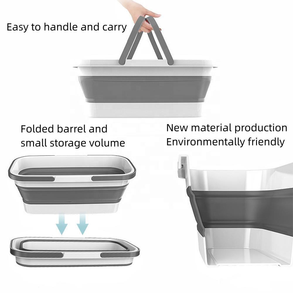 طبق غسيل سيليكون بيد لسهولة الحمل قابل للطي