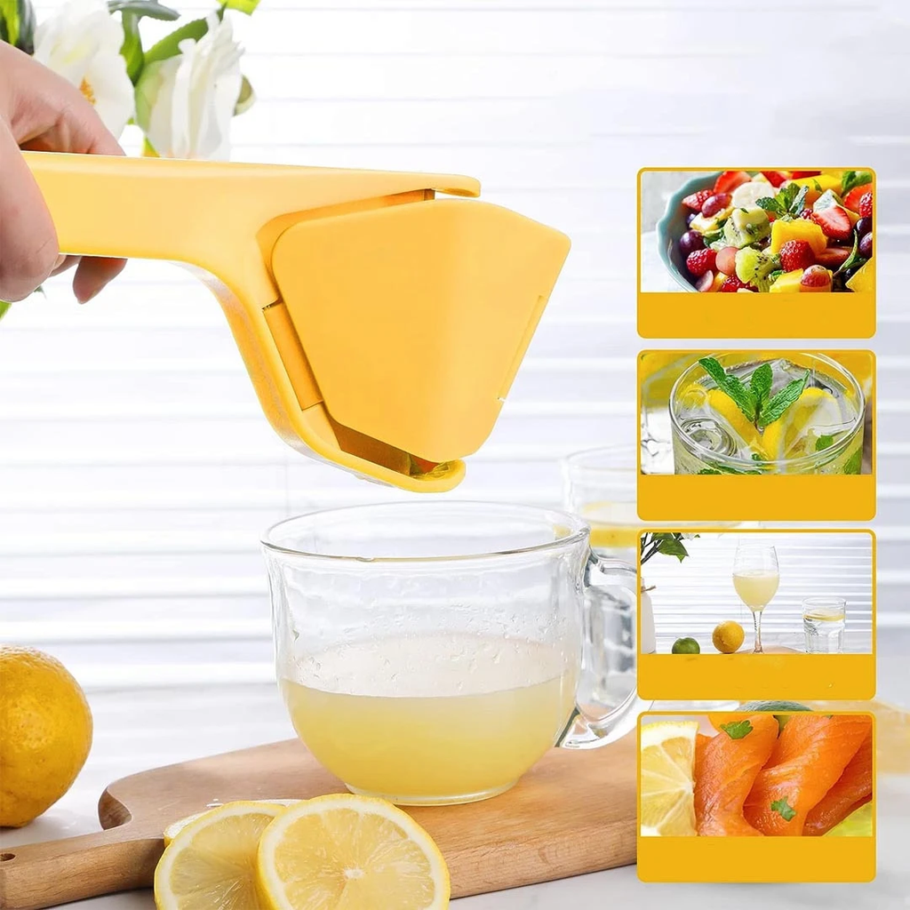 عصارة برتقان بلاستيك يدوية بمقبض قابل للطي سهل الاستخدام لعصر البرتقان والليمون والتفاح والفراولة
