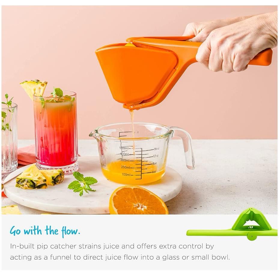 عصارة برتقان بلاستيك يدوية بمقبض قابل للطي سهل الاستخدام لعصر البرتقان والليمون والتفاح والفراولة
