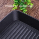 طاسة جريل من الحديد الزهر مقاس 25 غير لاصقة  لشوي الاستيك والبرجر والسوتيه مع صنية خشب للتقديم في العزومات