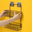 رف 2 دور معدن لحمل وتنظيم ادوات المطبخ والحمام مزود بهوك دبل فيس