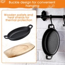 طاسة حديد زهر غير قابل للصدأ بيد وقاعدة خشبية لسهولة تقديم الطعام علي السفرة بشكل شيك