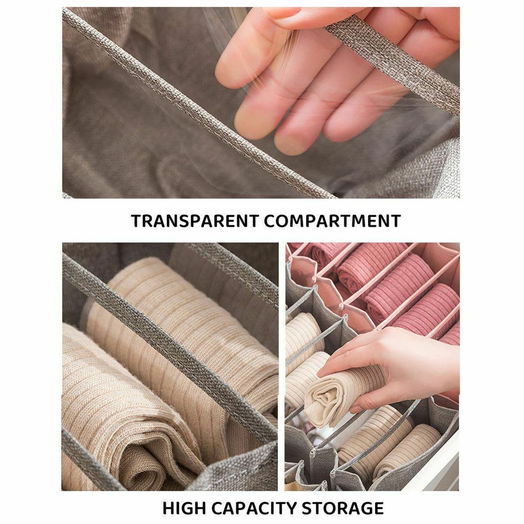 منظم أدراج لتنظيم الملابس الداخلية والجوارب وربطات العنق قماش 3 قطع قابل للطي