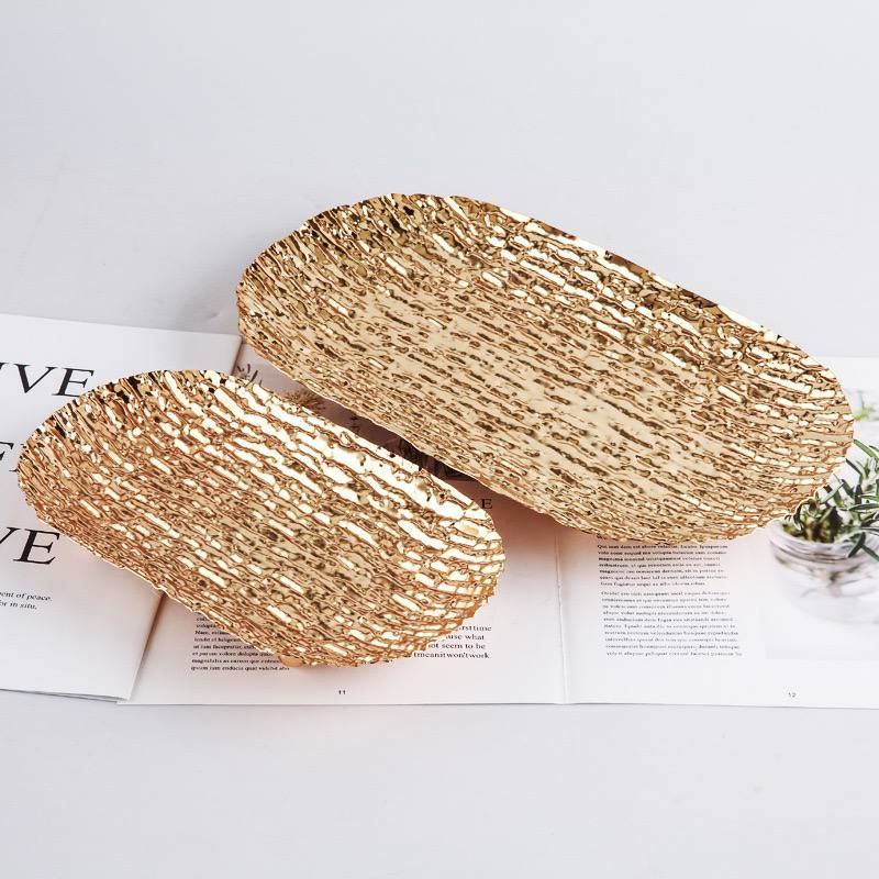 سيرفيس جولد متعرج لتقديم الحلويات والفاكهة او تزيين قطع الديكور بشكل انيق من الستاليس ستيل مقاس 35* 20 سم