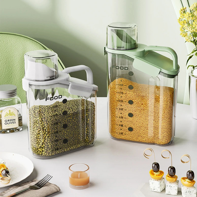 منظم بقوليات اكليريك 1800 ملي لحفظ الارز والمكرونة والكورن فليكس بغطاء يستخدم كمعيار ويد لسهولة الاستخدام