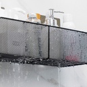 رف معدني شبك لحمل وتنظيم أدوات المطبخ والحمام مزود بدبل فيس قوي لسهولة التعليق