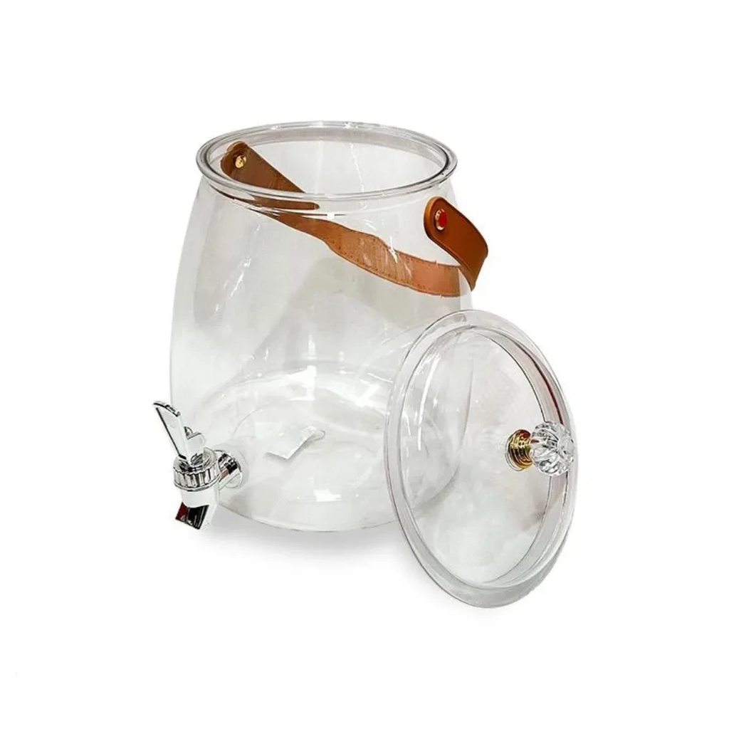 ديسبنسر عصائر ومياه محمول  بلاستيك بغطاء مانع للتسرب وحنفية لسهولة الاستخدام 10 لتر شفاف