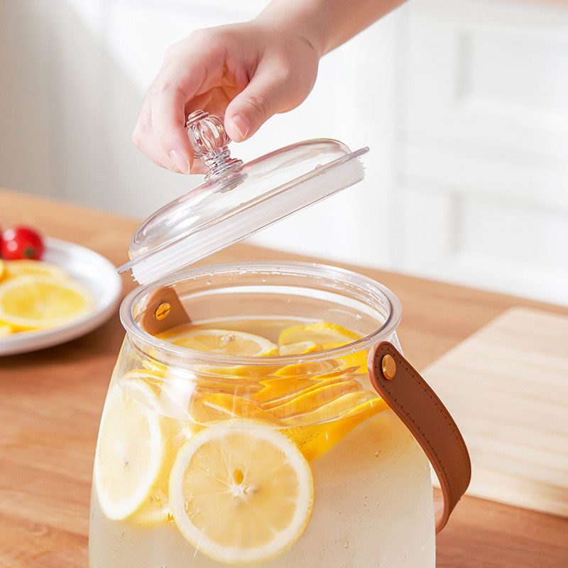 ديسبنسر عصائر 10 لتر بحنفية لسهولة الأستخدام وغطاء محكم الغلق ويد جلد من الاكليريك