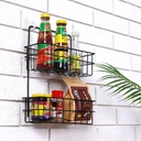 استاند معدني 2 دور لحمل وتنظيم ادوات المطبخ والحمام بلزق دبل فيس قوي لسهولة التعليق