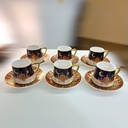 طقم شاي 12 قطعة 6 مجات مع 6 اطباق بورسلين مزين برسومات رمضانية مبهجة