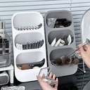 حامل ومنظم معالق بلاستيك  3 ادوار مع مصفاة لترتيب ادوات المطبخ بسهولة