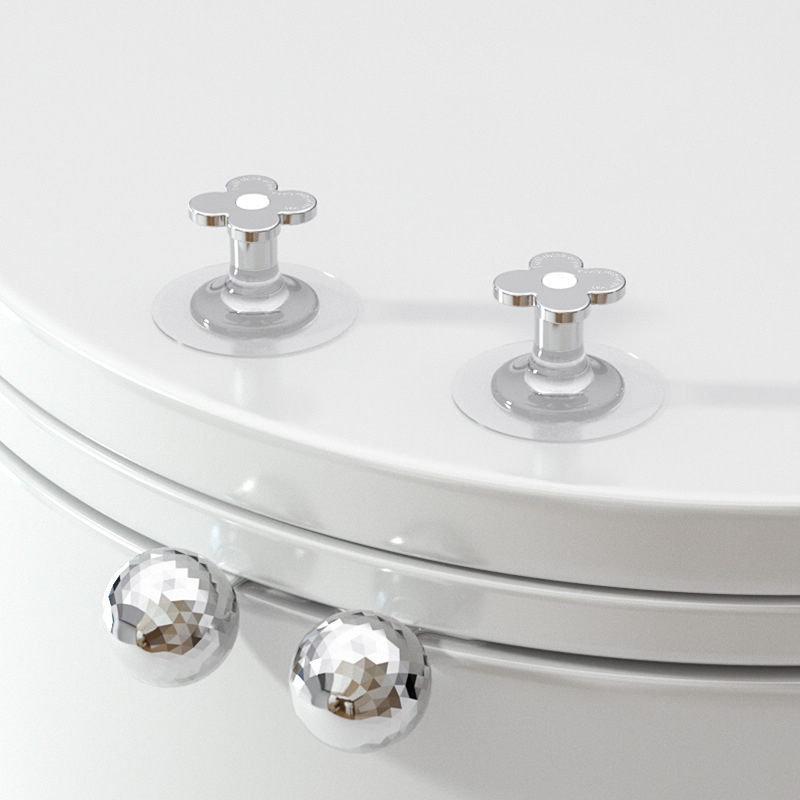 مقبض رافع لمقعد التواليت قطعتين علي شكل ورردة مع لصق لتثبيته لتجنب لمس الغطاء